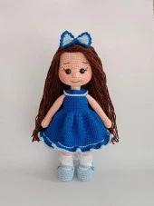 Deniz Mavisi Fatoş Bebek Amigurumi Organik Oyuncak - 1