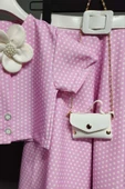 Kız Çocuk Puantiyeli Düğme Detaylı Pembe Etekli Takım thumbnail 8