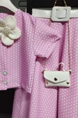 Kız Çocuk Puantiyeli Düğme Detaylı Pembe Etekli Takım thumbnail 4