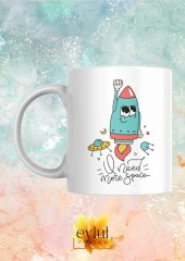 Uzay Temalı I Need More Space Yazılı Baskılı Eğlenceli Özel Tasarım Baskılı Kupa Bardak thumbnail 1