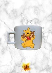 Winnie The Pooh Temalı Sevimli Özel Tasarım Baskılı Kupa Bardak Espresso Türk Kahvesi Bardağı thumbnail 1