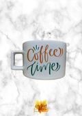 Coffee Time Yazılı Kahve Temalı Özel Tasarım Baskılı Kupa Bardak Espresso Türk Kahvesi Bardağı - 1