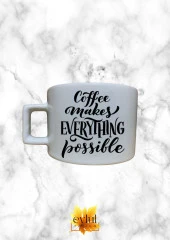 Kahve Temalı İngilizce Özel Tasarım Baskılı Kupa Bardak Espresso Türk Kahvesi Bardağı - 1