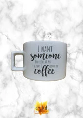 Kahve Temalı İngilizce Eğlenceli Özel Tasarım Baskılı Kupa Bardak Espresso Türk Kahvesi Bardağı - 1