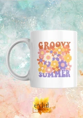 Groovy Summer Yazılı Motivasyon Temalı Baskılı Eğlenceli Özel Tasarım Renkli Baskılı Kupa Bardak thumbnail 1