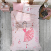 Clasy Romantic Girl V1 Pembe Ranforce 160x220 Genç Tek Kişilik Nevresim Takımı - 1