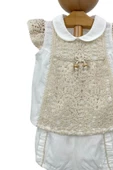Kız Bebek Şortlu Takım Naturel Kumaş - 2