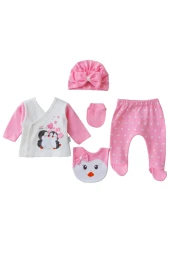 Kız Bebek Takım 5'li Penguen Pembe - 1