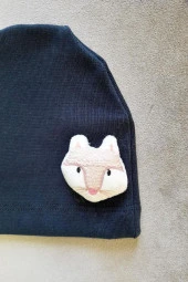 Erkek Bebek Şapkası Lacivert Kedi - 2