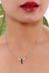 Kadın  Melek Kanadı Çelik Kolye thumbnail 1