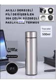Derece Göstergeli  Çelik  Termos Pili Değişebilen Kamp,Araç,Ofis Süzgeçli Yeni Nesil Akıllı Mug - 1