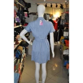 KADIN DÜĞMELİ ELBİSE KISA - 3