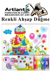 Renkli Düğme Ahşap 60 Adet 1 Paket Okul Kreş Sanat Etkinlik Anasınıfı 1,2cm 50 Adet 2,5cm 10 Adet - 6