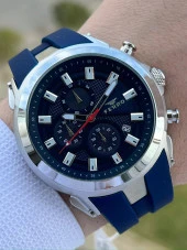 Ferro İç Fonksiyonları Aktif Lacivert Renk Slikon Kordon 30 Mt Su Geçirmez Erkek Kol Saat EF31402-L thumbnail 1