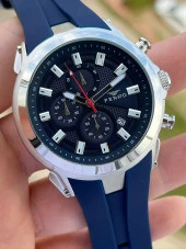 Ferro İç Fonksiyonları Aktif Lacivert Renk Slikon Kordon 30 Mt Su Geçirmez Erkek Kol Saat EF31402-L thumbnail 2