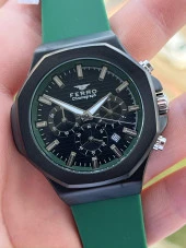 Ferro İç Fonksiyonları Aktif Yeşil Renk Slikon Kordon 30 Mt Su Geçirmez Erkek Kol Saat EF313948-ZJ thumbnail 3