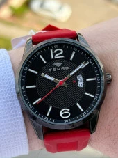 Ferro Takvimli Aktif Kırmızı Renk Slikon Kordon 30 Mt Su Geçirmez Erkek Kol Saat EF11316-ZK thumbnail 3