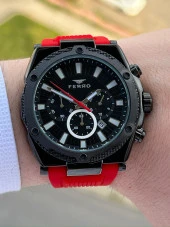 Ferro İç Fonksiyonları Aktif Kırmızı Renk Slikon Kordon 30 Mt Su Geçirmez Erkek Kol Saat EF31396-ZK thumbnail 2