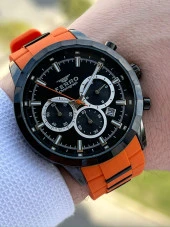 Ferro İç Fonksiyonları Aktif Turuncu Renk Slikon Kordon 30 Mt Su Geçirmez Erkek Kol Saat EF31360-ZL thumbnail 1