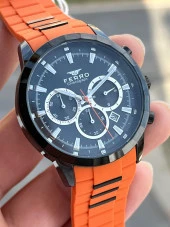 Ferro İç Fonksiyonları Aktif Turuncu Renk Slikon Kordon 30 Mt Su Geçirmez Erkek Kol Saat EF31360-ZL thumbnail 2