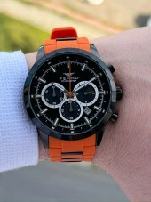 Ferro İç Fonksiyonları Aktif Turuncu Renk Slikon Kordon 30 Mt Su Geçirmez Erkek Kol Saat EF31360-ZL thumbnail 3