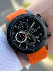 Ferro İç Fonksiyonları Aktif Turuncu Renk Slikon Kordon 30 Mt Su Geçirmez Erkek Kol Saat EF31361-ZL thumbnail 1