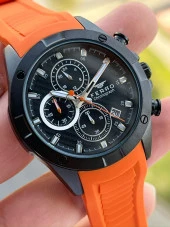 Ferro İç Fonksiyonları Aktif Turuncu Renk Slikon Kordon 30 Mt Su Geçirmez Erkek Kol Saat EF31361-ZL thumbnail 2