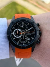 Ferro İç Fonksiyonları Aktif Turuncu Renk Slikon Kordon 30 Mt Su Geçirmez Erkek Kol Saat EF31361-ZL thumbnail 3