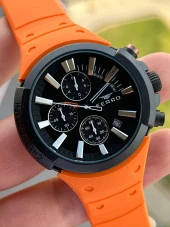 Ferro İç Fonksiyonları Aktif Turuncu Renk Slikon Kordon 30 Mt Su Geçirmez Erkek Kol Saat EF11002-ZL thumbnail 2