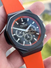 Ferro İç Fonksiyonları Aktif Turuncu Renk Slikon Kordon 30 Mt Su Geçirmez Erkek Kol Saat EF31348-ZL thumbnail 2