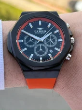 Ferro İç Fonksiyonları Aktif Turuncu Renk Slikon Kordon 30 Mt Su Geçirmez Erkek Kol Saat EF31348-ZL thumbnail 3