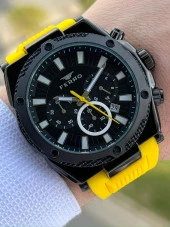 Ferro İç Fonksiyonları Aktif Sarı Renk Slikon Kordon 30 Mt Su Geçirmez Erkek Kol Saat EF31396-ZN thumbnail 1