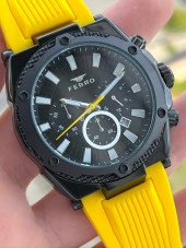 Ferro İç Fonksiyonları Aktif Sarı Renk Slikon Kordon 30 Mt Su Geçirmez Erkek Kol Saat EF31396-ZN thumbnail 2