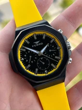 Ferro İç Fonksiyonları Aktif Sarı Renk Slikon Kordon 30 Mt Su Geçirmez Erkek Kol Saat EF11348-ZN - 3