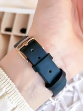 Ferro Deri Kordonlu Kararma Renk Atmaz 30 Metre Suya Dayanıklı Özel Tasarım Kadın KolSaati 1927BWT thumbnail 4