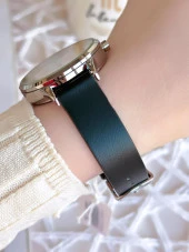 Ferro Deri Kordonlu Kararma Renk Atmaz 30 Metre Suya Dayanıklı Özel Tasarım Kadın Kol Saati BF1927WT thumbnail 2