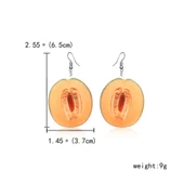Muz Şeftali Mango Portakal Armut Desenli Akrilik Küpe - 7