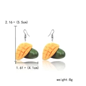 Muz Şeftali Mango Portakal Armut Desenli Akrilik Küpe - 5