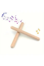 1 Çift Ahşap Ritim Çubuğu Anaokulu Çocuk Etkinlik Perküsyon Müzik Aleti Eğitimi Sopası 20 cm 2 Adet thumbnail 3