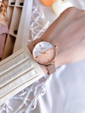 FERRO Rose Hasır Kordonlu Renk Atmaz 30 Metre Suya Dayanıklı Özel Tasarım Kadın KolSaati 1224CWT-C thumbnail 2