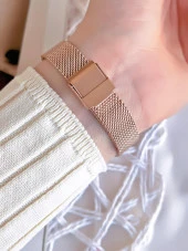 FERRO Rose Hasır Kordonlu Renk Atmaz 30 Metre Suya Dayanıklı Özel Tasarım Kadın KolSaati 1224CWT-C thumbnail 4