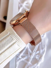 Ferro Hasır Kordonlu Rose Gold Kararmaz Renk Atmaz 3 Atm  Özel Tasarım Kadın Kol Saat BF21153CWT-C thumbnail 3