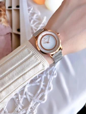 Ferro Hasır Kordonlu Gümüş/Rose Kararmaz Renk Atmaz 3 Atm Özel Tasarım Kadın Kol Saati BF21070CWT - 3