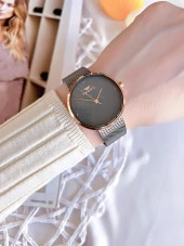 Ferro Hasır Kordonlu Gümüş/Rose Kararmaz Renk Atmaz 3 Atm  Özel Tasarım Kadın Kol Saati BF81753CWT thumbnail 2