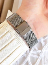 Ferro Hasır Kordonlu Gümüş/Rose Kararmaz Renk Atmaz 3 Atm  Özel Tasarım Kadın Kol Saati BF81753CWT thumbnail 4