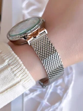 Ferro Hasır Kordonlu Gümüş/Rose Kararmaz Renk Atmaz 3 Atm  Özel Tasarım Kadın Kol Saati BF2665CWT-E thumbnail 3