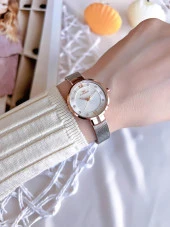 Ferro Hasır Kordonlu Gümüş/Rose Kararmaz Renk Atmaz 3 Atm  Özel Tasarım Kadın Kol Saati BF1618CWT-E thumbnail 2