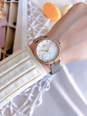 Ferro Hasır Kordonlu Gümüş/Rose Kararmaz Renk Atmaz 3 Atm  Özel Tasarım Kadın Kol Saati BFL2124CWT-E thumbnail 2