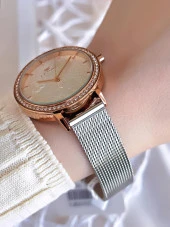 Ferro Hasır Kordonlu Gümüş/Rose Kararmaz Renk Atmaz 3 Atm  Özel Tasarım Kadın Kol Saati BFL2124CWT-E thumbnail 3