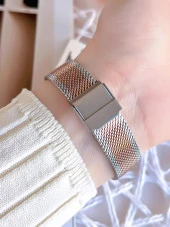 Ferro Hasır Kordonlu Gümüş/Rose Kararmaz Renk Atmaz 3 Atm  Özel Tasarım Kadın Kol Saati BF2123CWT-E thumbnail 4